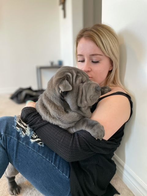 Ohana with her new pet parent Jenna.